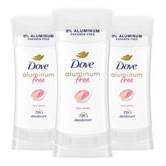Dove Rose Petals 0% Aluminum deodorant stick for gentle daily protection.