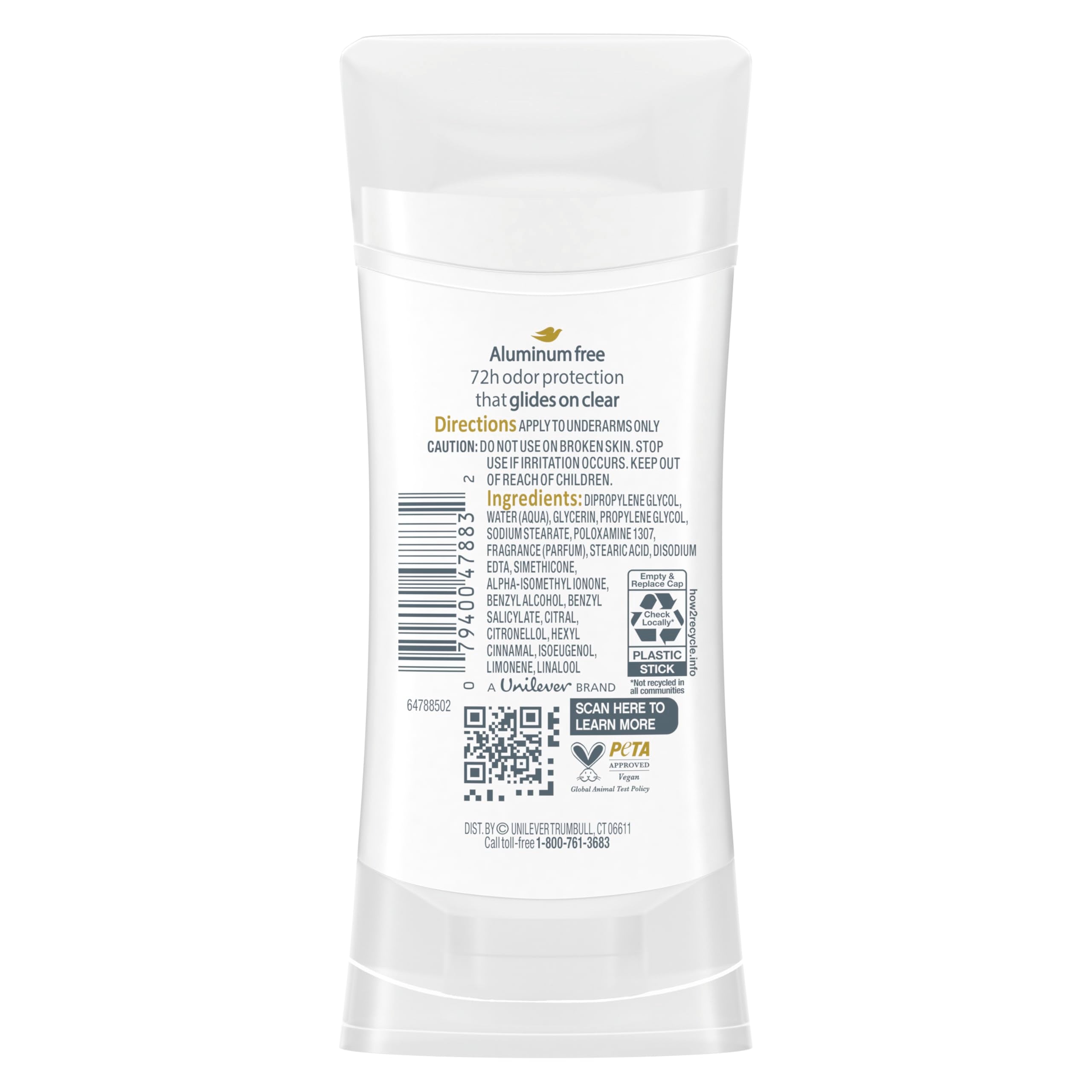Dove Rose Petals alcohol-free deodorant formula highlighting skin-friendly protection.