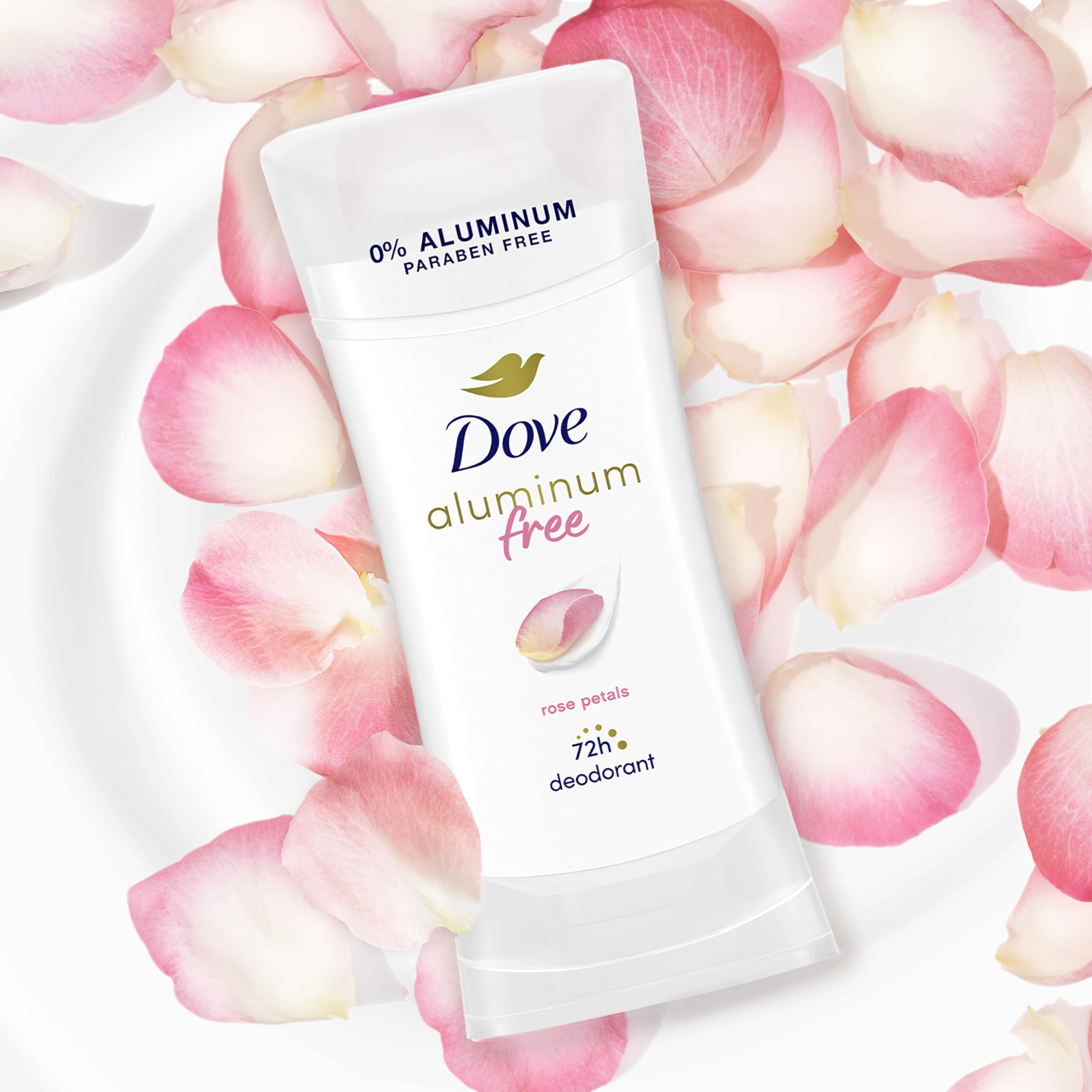 Dove Rose Petals three-pack packaging for convenient daily protection.