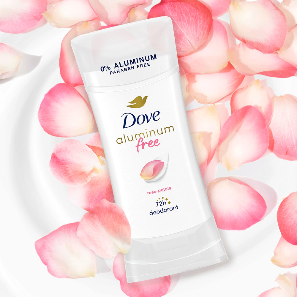 Dove Rose Petals three-pack packaging for convenient daily protection.