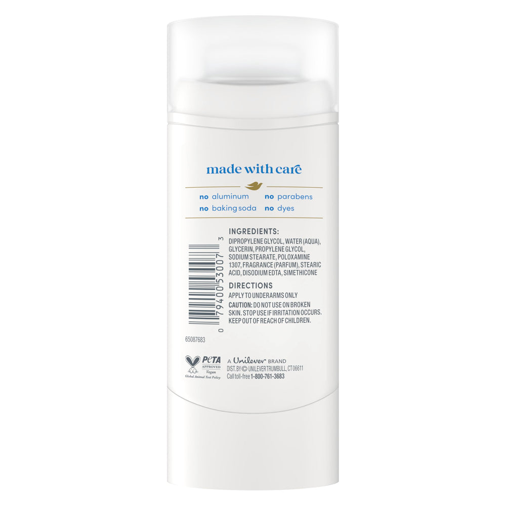 Dove Sensitive deodorant stick glide provides smooth, clear wear