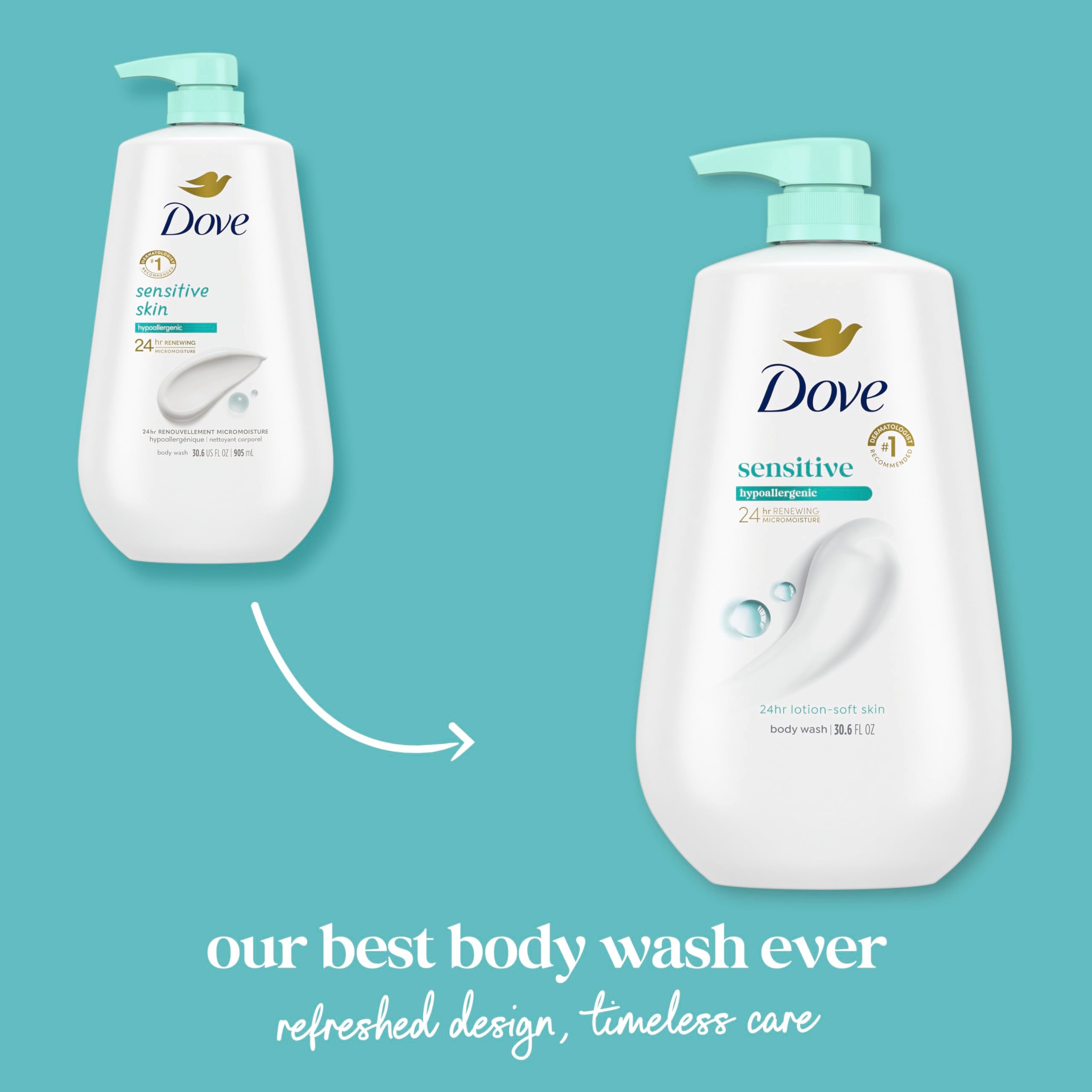 Dispensing pump shown for easy, mess-free application during shower routines.