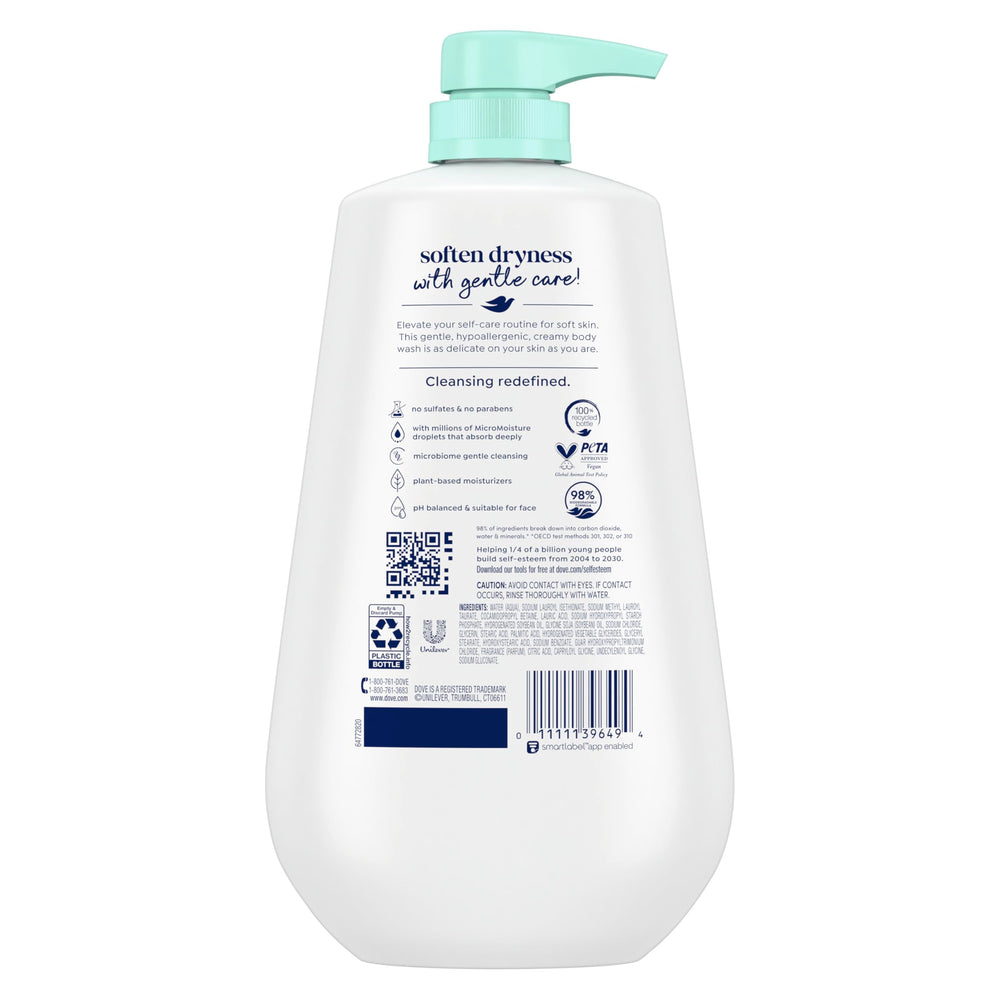 Close-up of rich lather illustrates soft, hydrated skin after one wash.