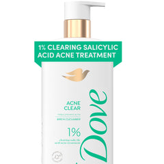 Dove Serum Gel de Ducha para acné: botella mostrando limpieza suave para piel propensa al acné.