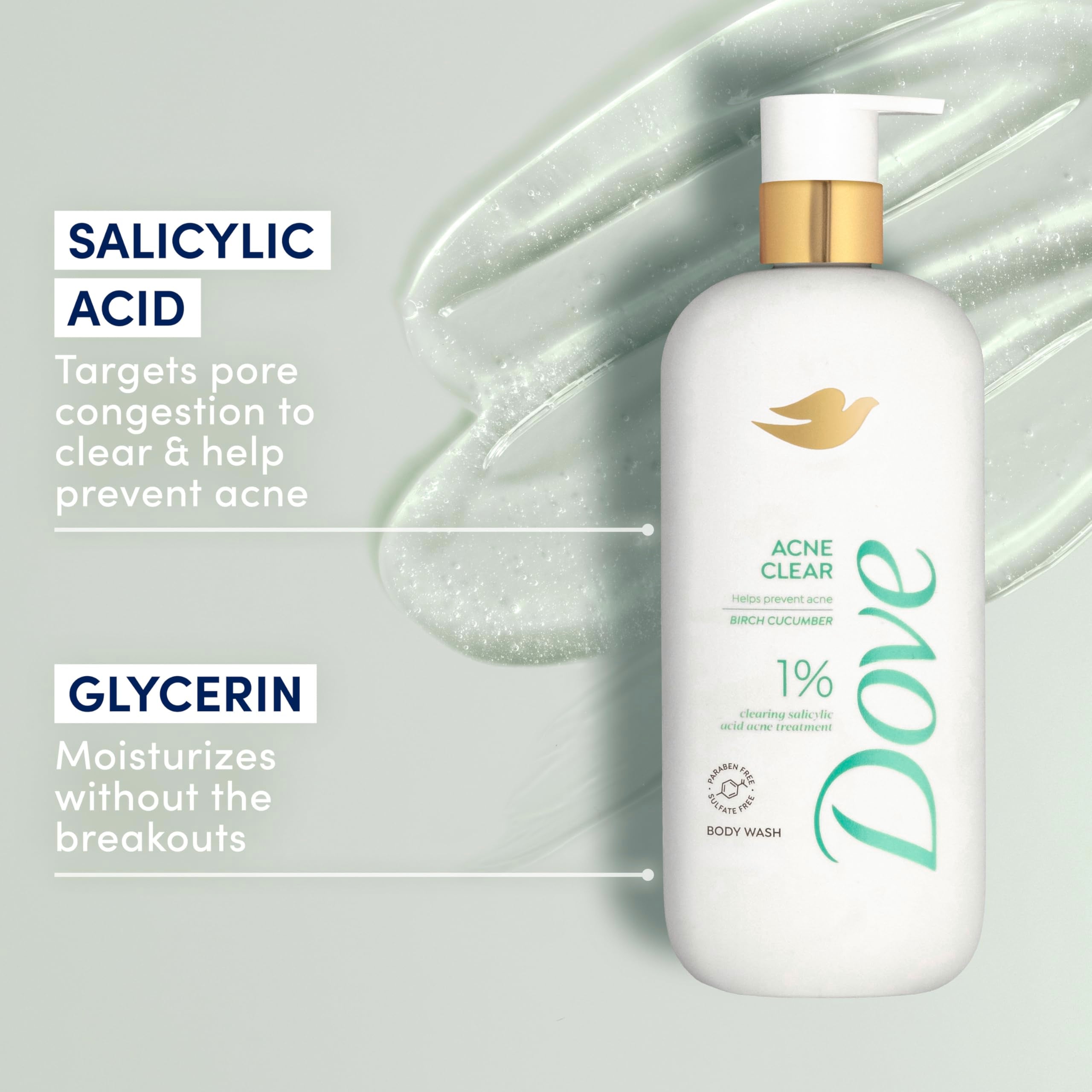 Dove Serum: gel translúcido que genera espuma suave en la piel.