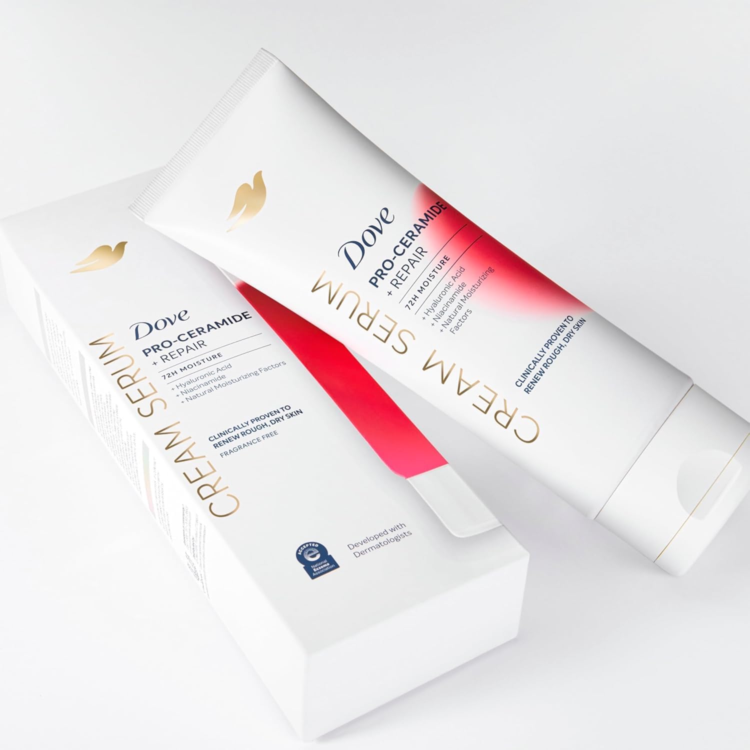 Dove serum corporal, no grasa, absorción rápida para uso diario.