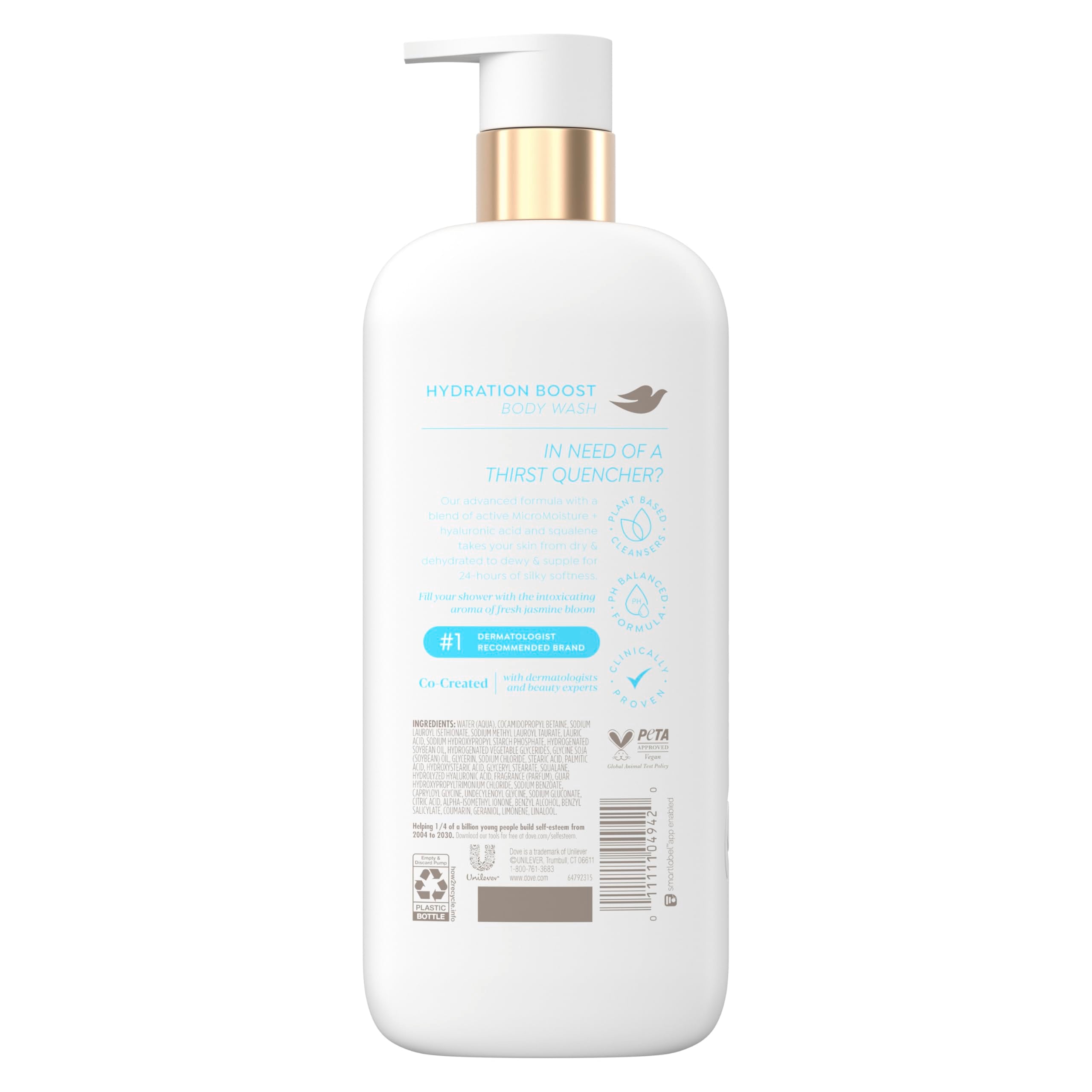 Dove sérum con ácido hialurónico, ingrediente clave para la hidratación.