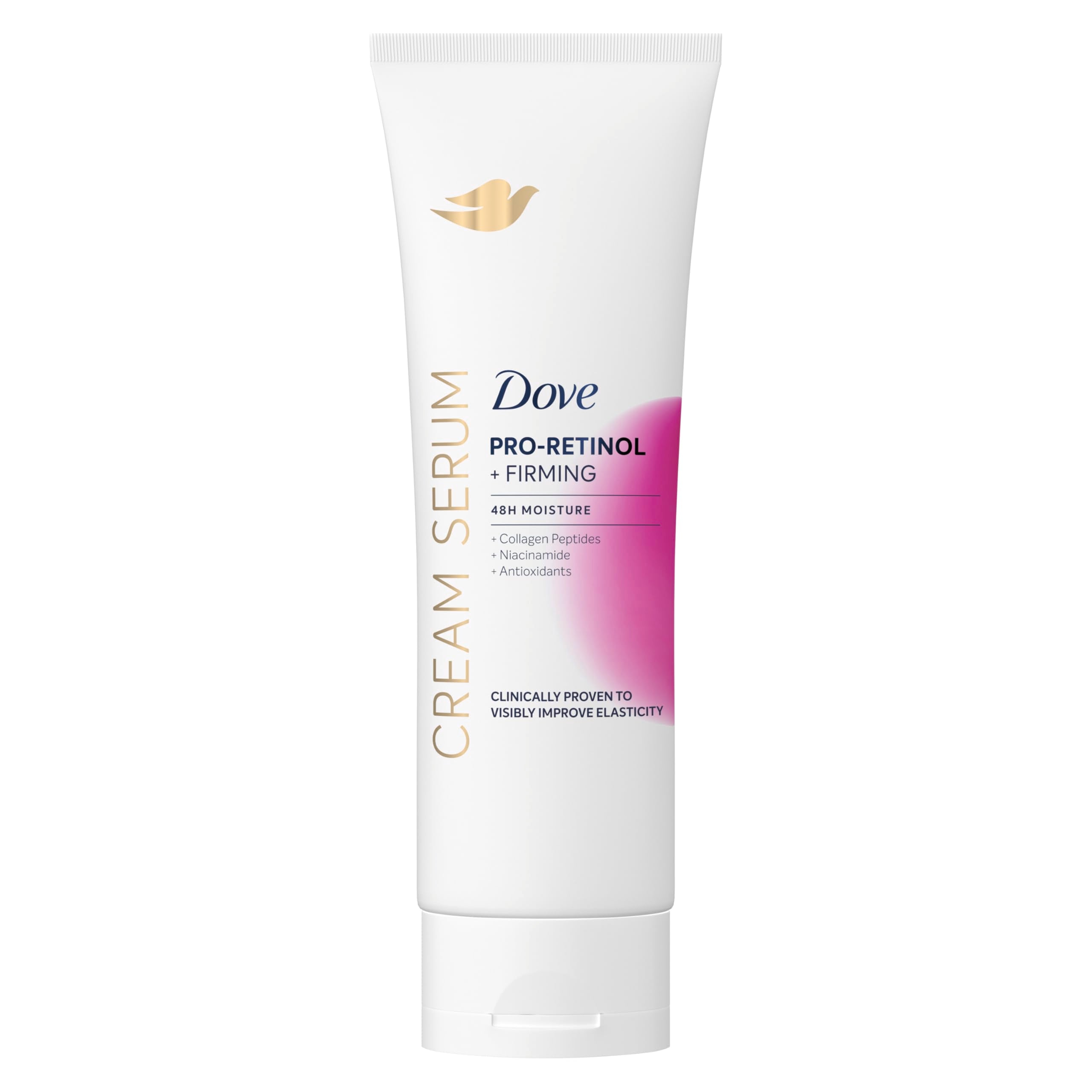 Dove suero-crema Pro-Retinol: textura seda para piel suave y nutrida.