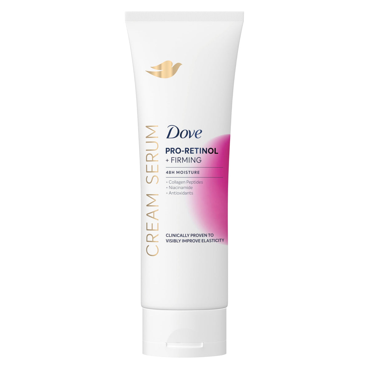 Dove suero-crema Pro-Retinol: textura seda para piel suave y nutrida.