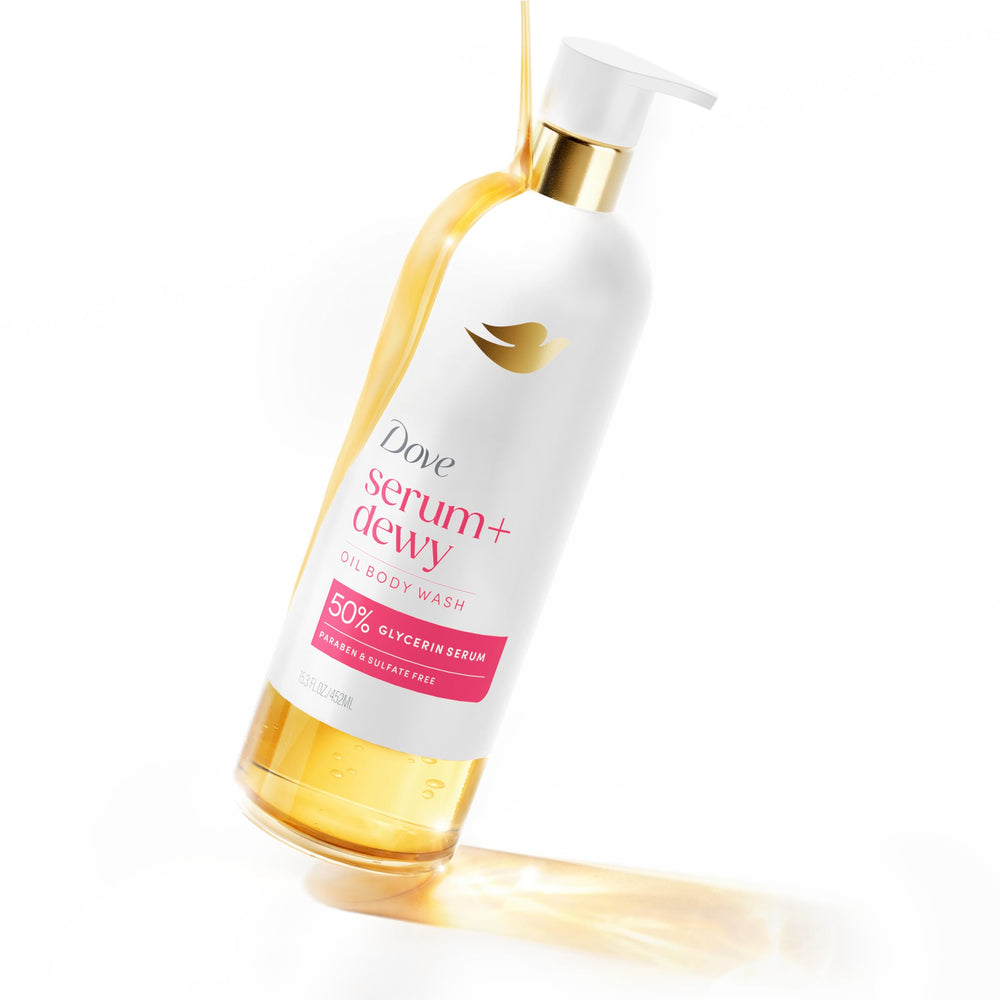 Dove Serum Shower Oil, recomendado por dermatólogos y profesionales de belleza.