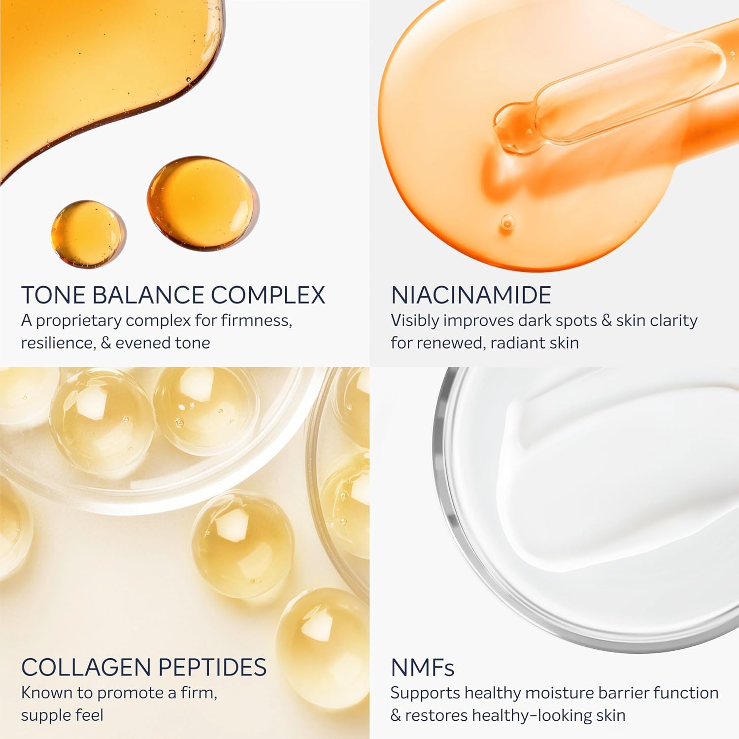 Factores hidratantes naturales en Dove Targeted Serum para hidratación duradera.
