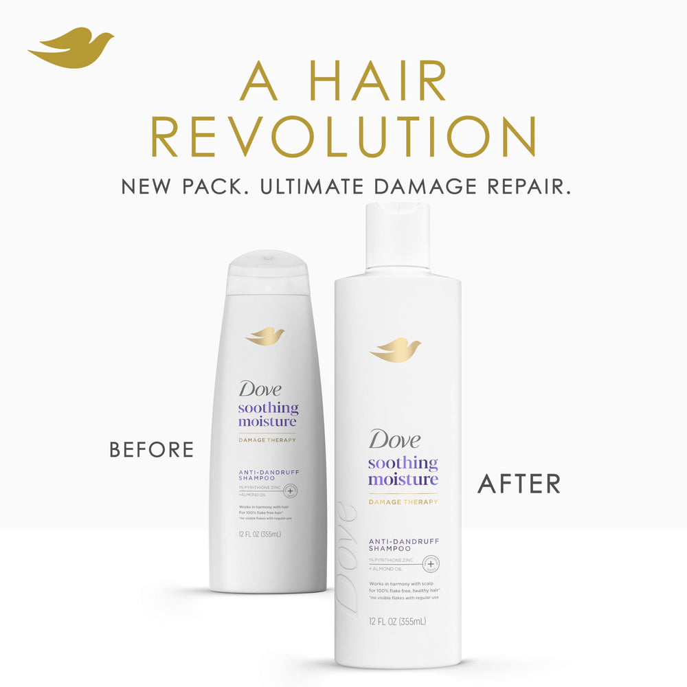 Dove Soothing Moisture Derma Shampoo lather in hand showing creamy cleansing texture