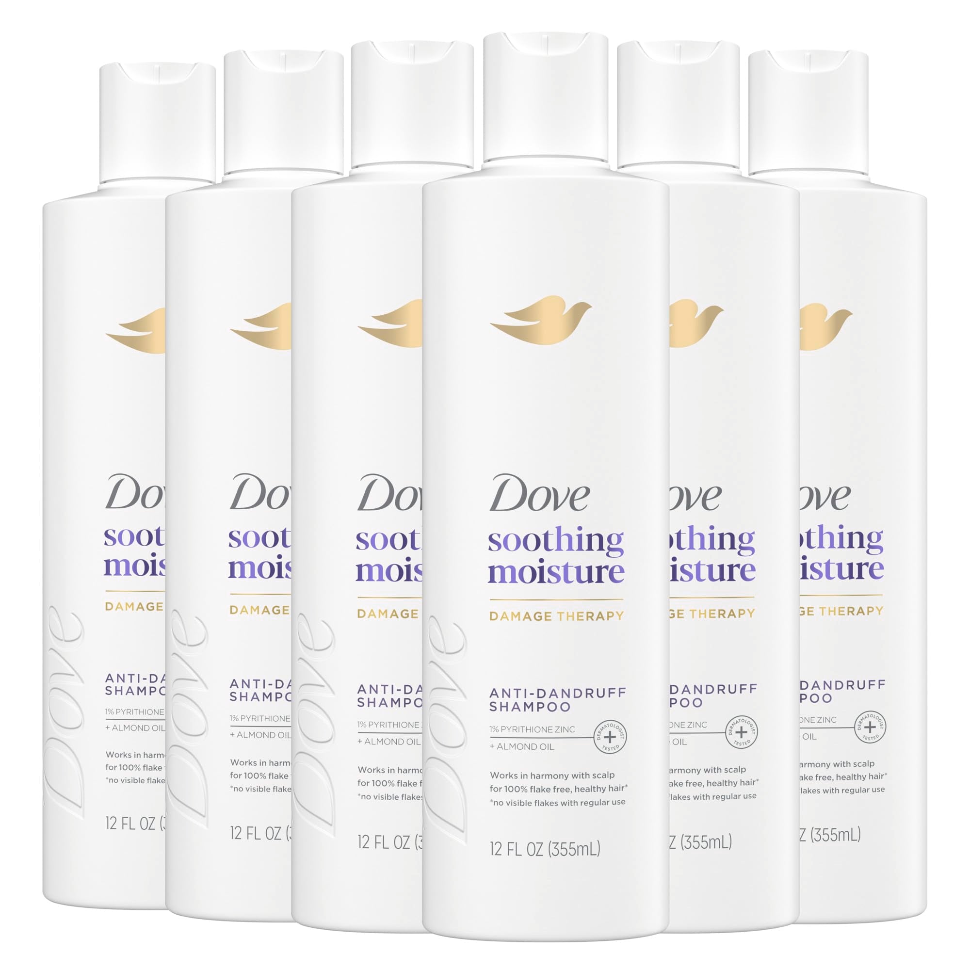 Dove Soothing Moisture Derma Shampoo bottle front highlighting flaky scalp relief