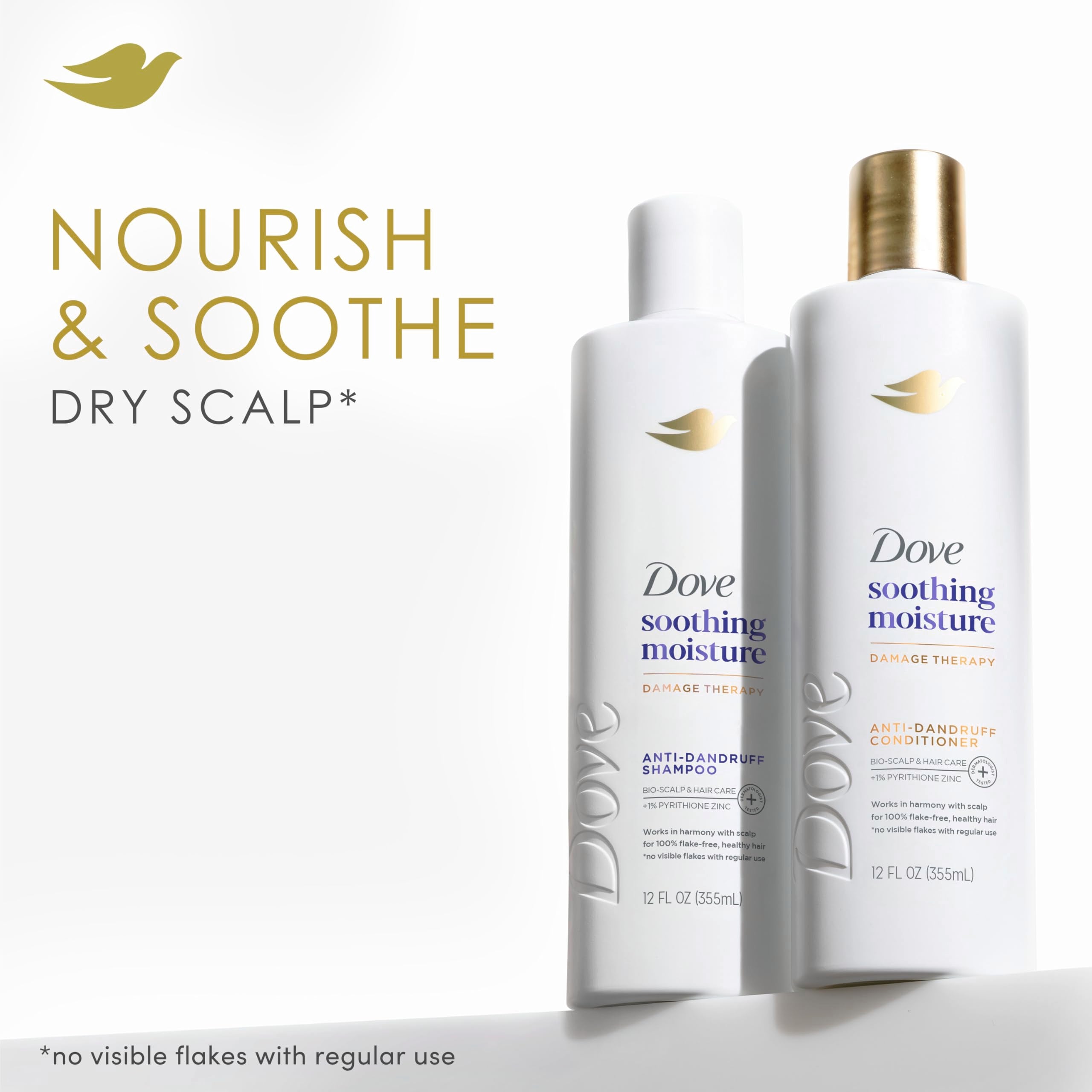 Dove Soothing Moisture Derma Shampoo on wet hair for gentle cleansing and moisture