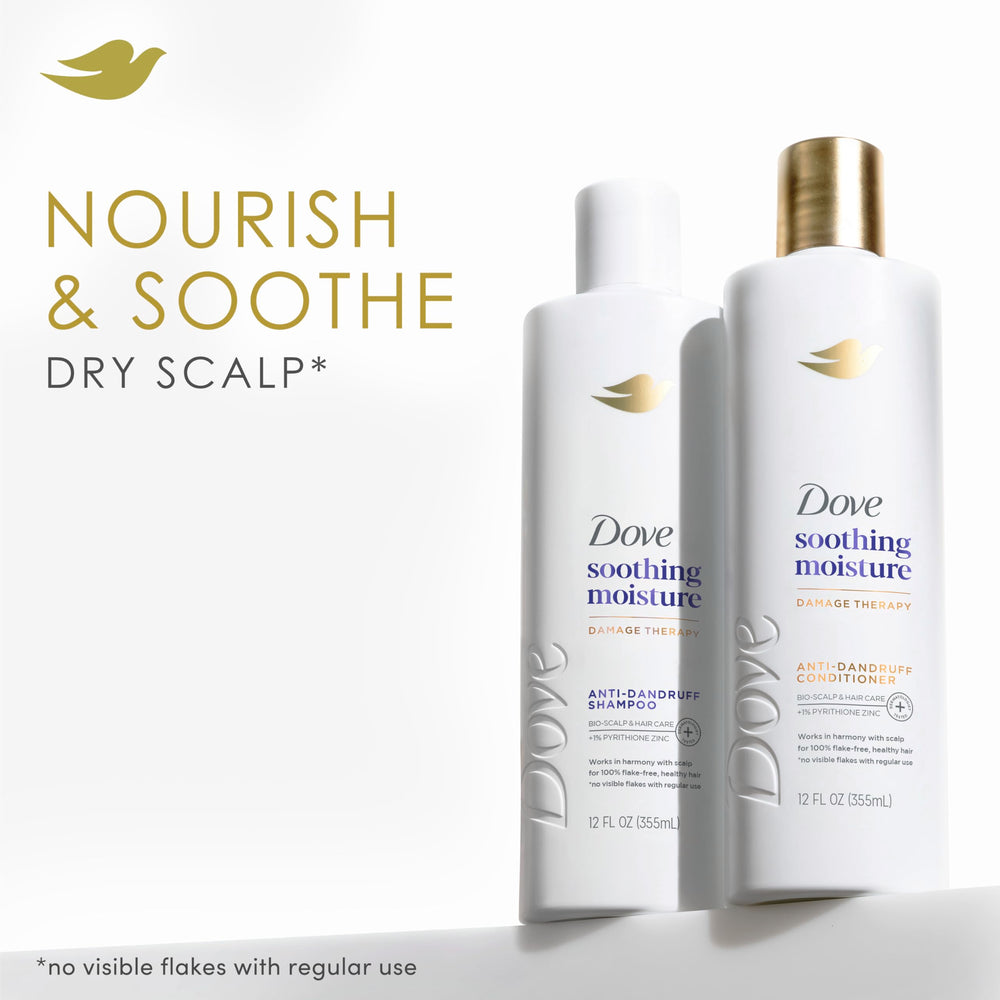 Dove Soothing Moisture Derma Shampoo on wet hair for gentle cleansing and moisture