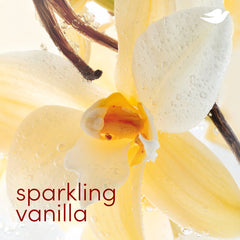Dove Sparkling Vanilla aluminum-free formula shown on label.