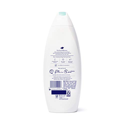 Dove sulfate-free hypoallergenic body wash pack of four bottles ready for everyday use.
