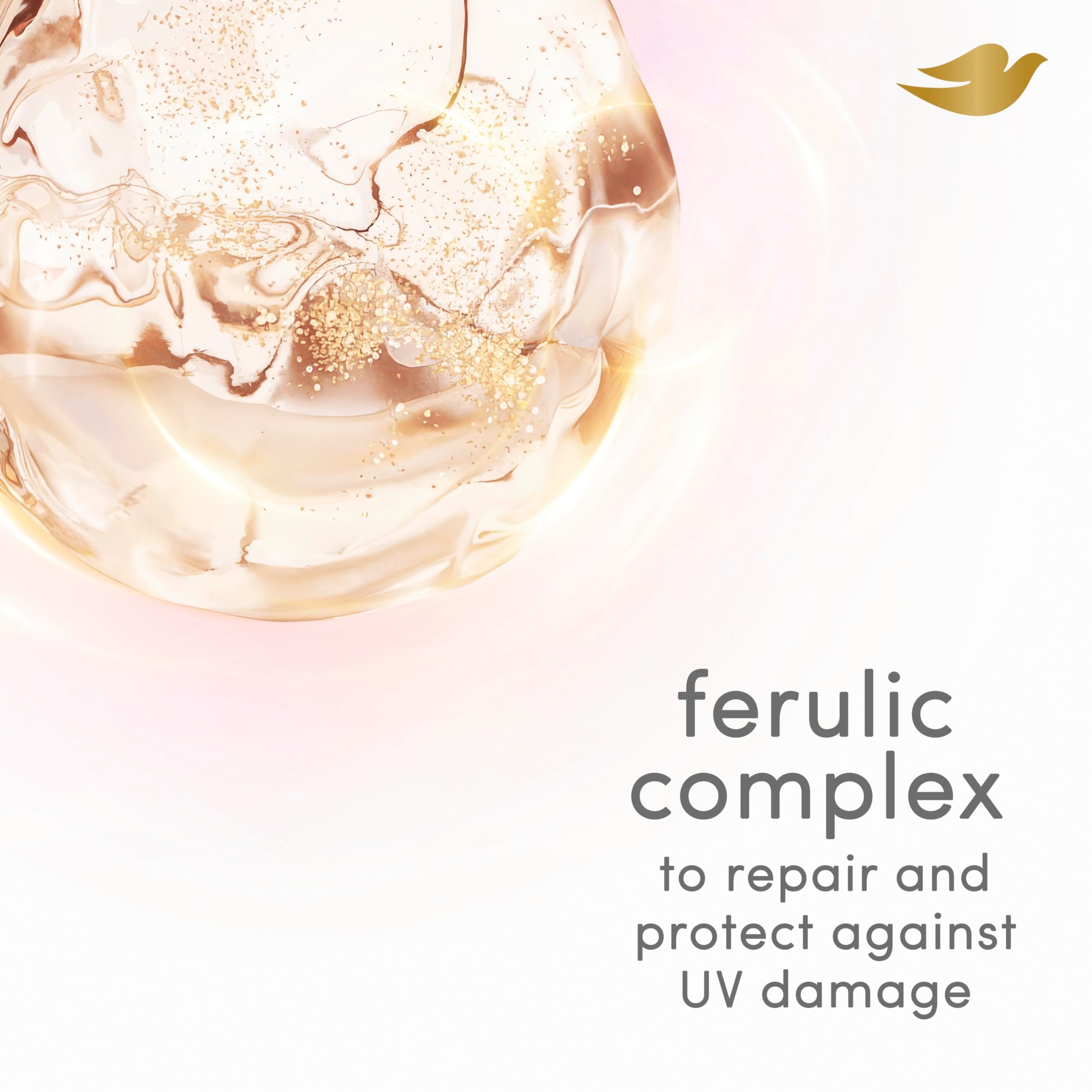 Dove Reparación UV y Brillo: protección UV 70 HPF para horas.