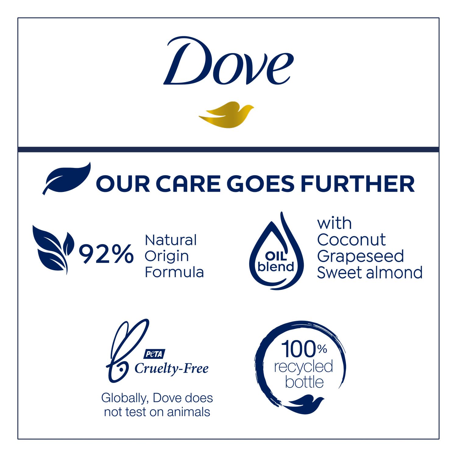 Dove Vegano y aprobado por PETA: cuidado ético y sin crueldad.