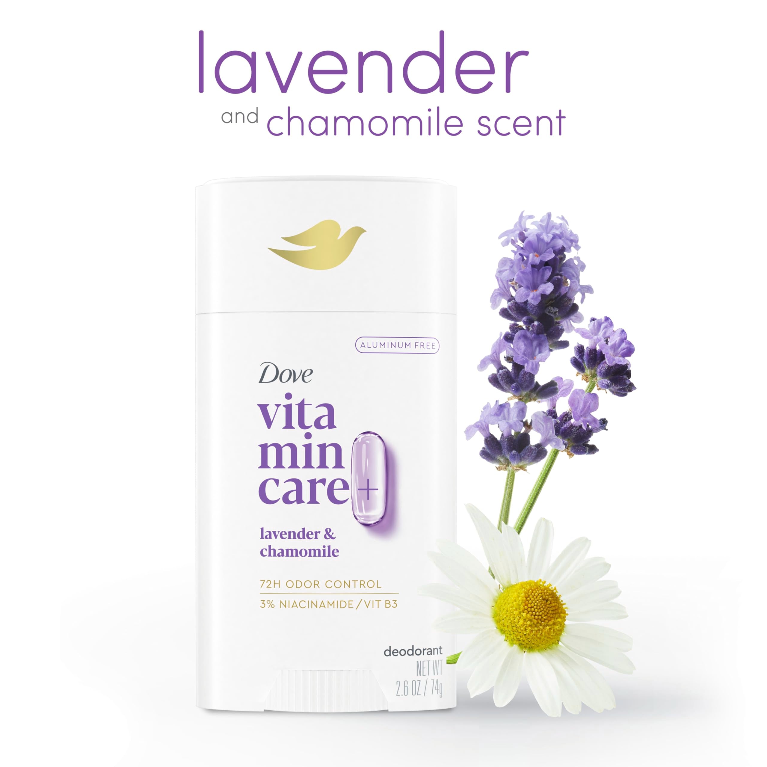 Dove VitaminCare+ con B3 Niacinamida: cuidado de la piel y defensa del olor.