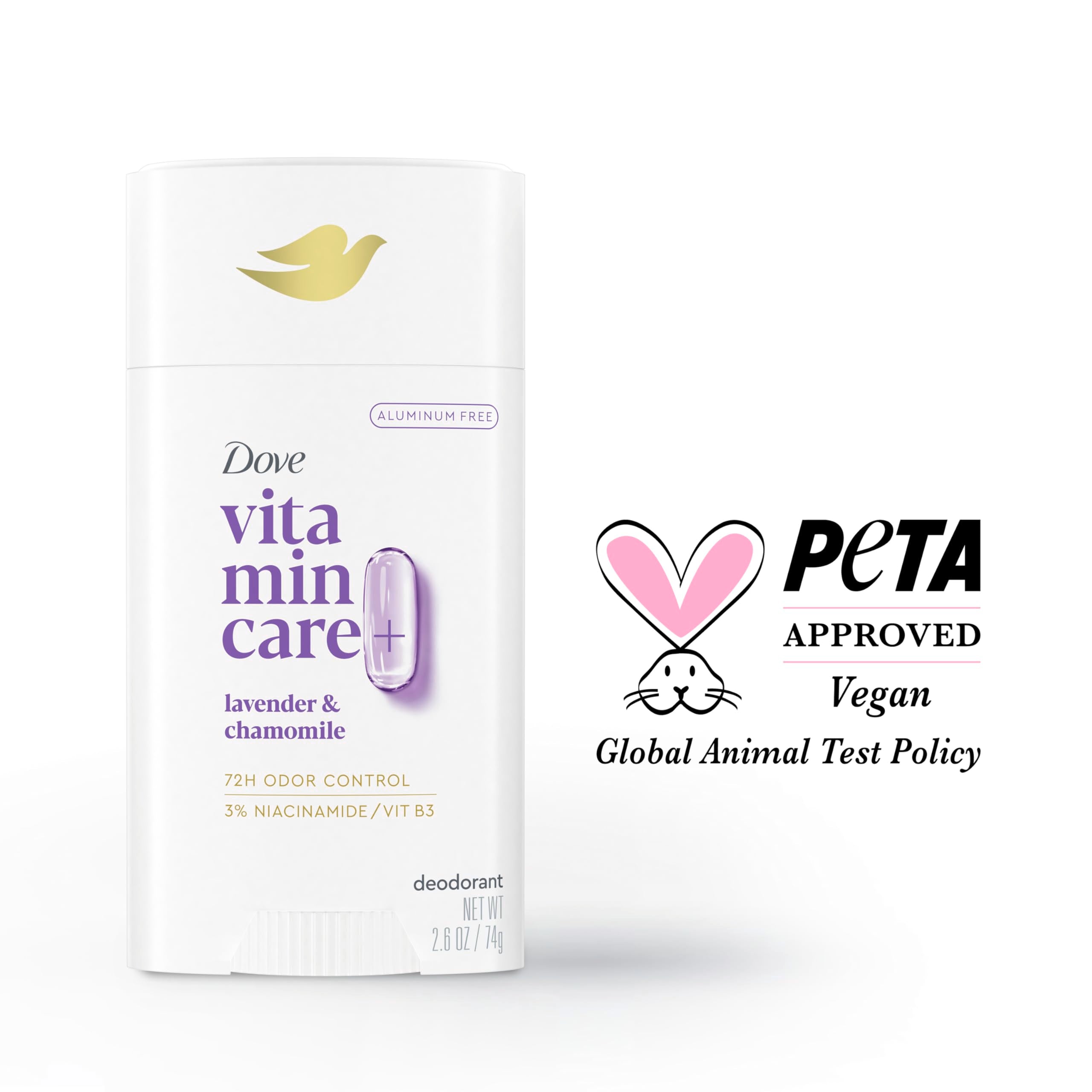 Barra de Dove VitaminCare+ con textura ligera y aplicación limpia sin manchas.