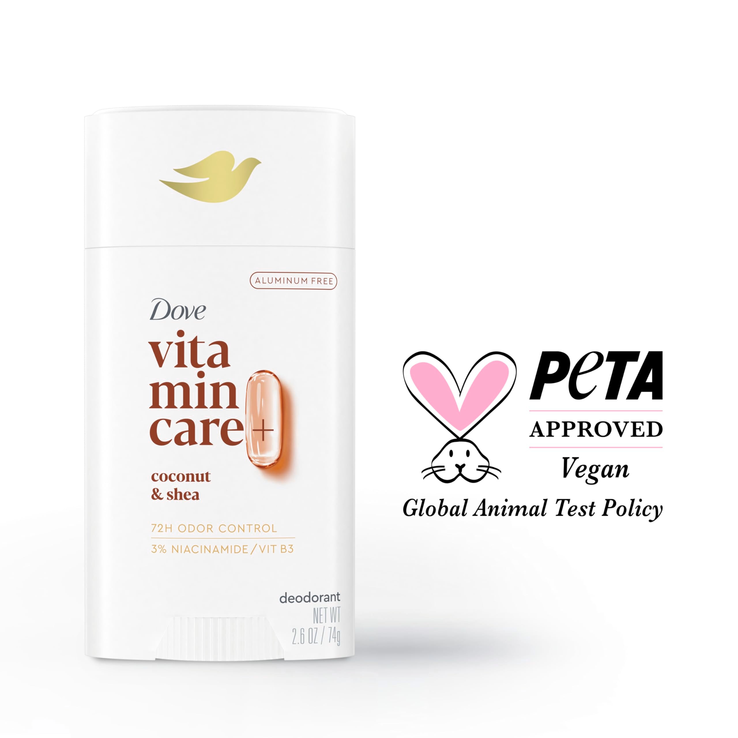 Fragancia Coco-Shea suave y agradable durante el día con Dove VitaminCare+.
