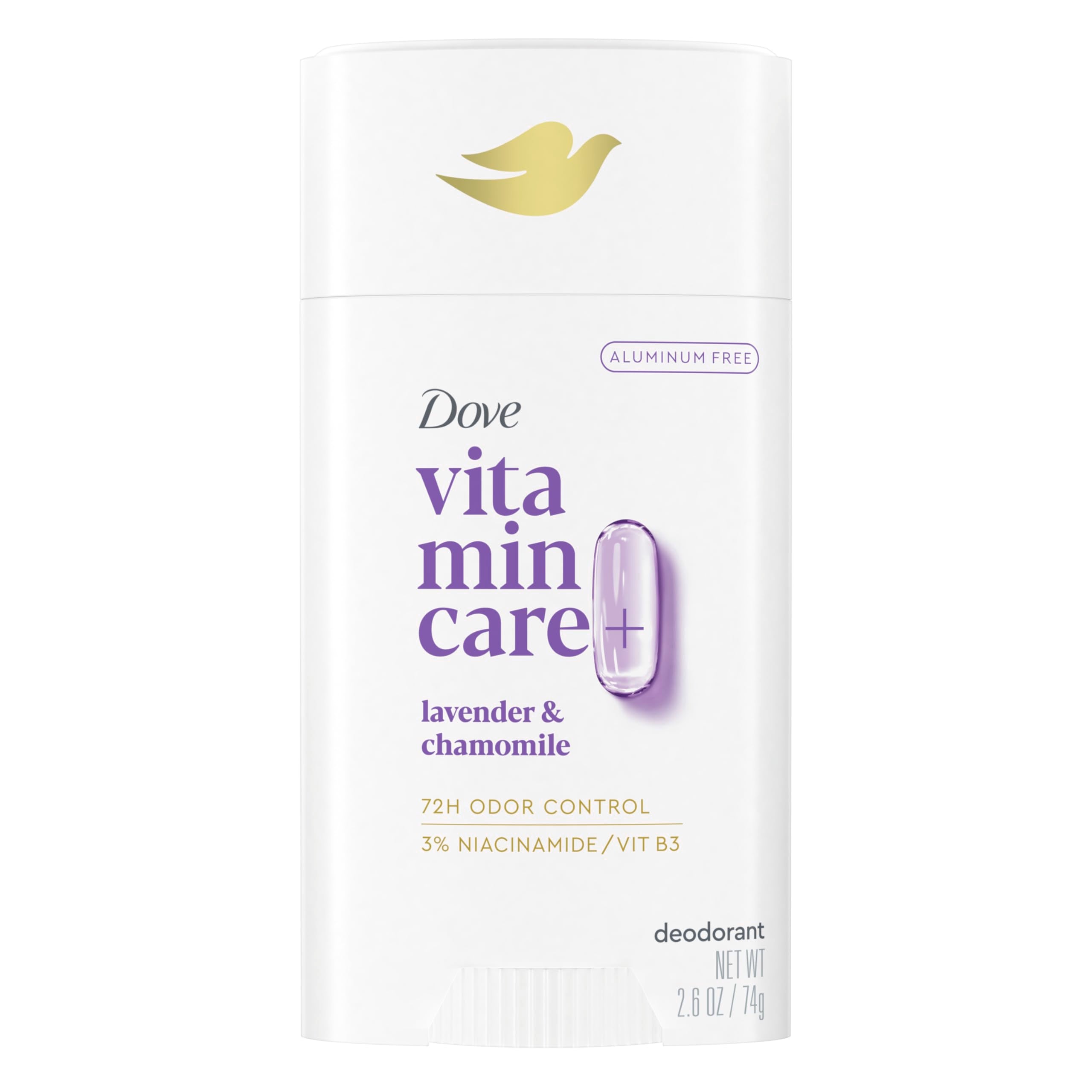 Dove VitaminCare+ Lavanda y Camomila, desodorante en barra con protección duradera.