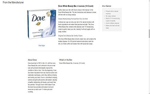 Dove White Cream Bar close-up shows mild, non-irritating formula for daily use.