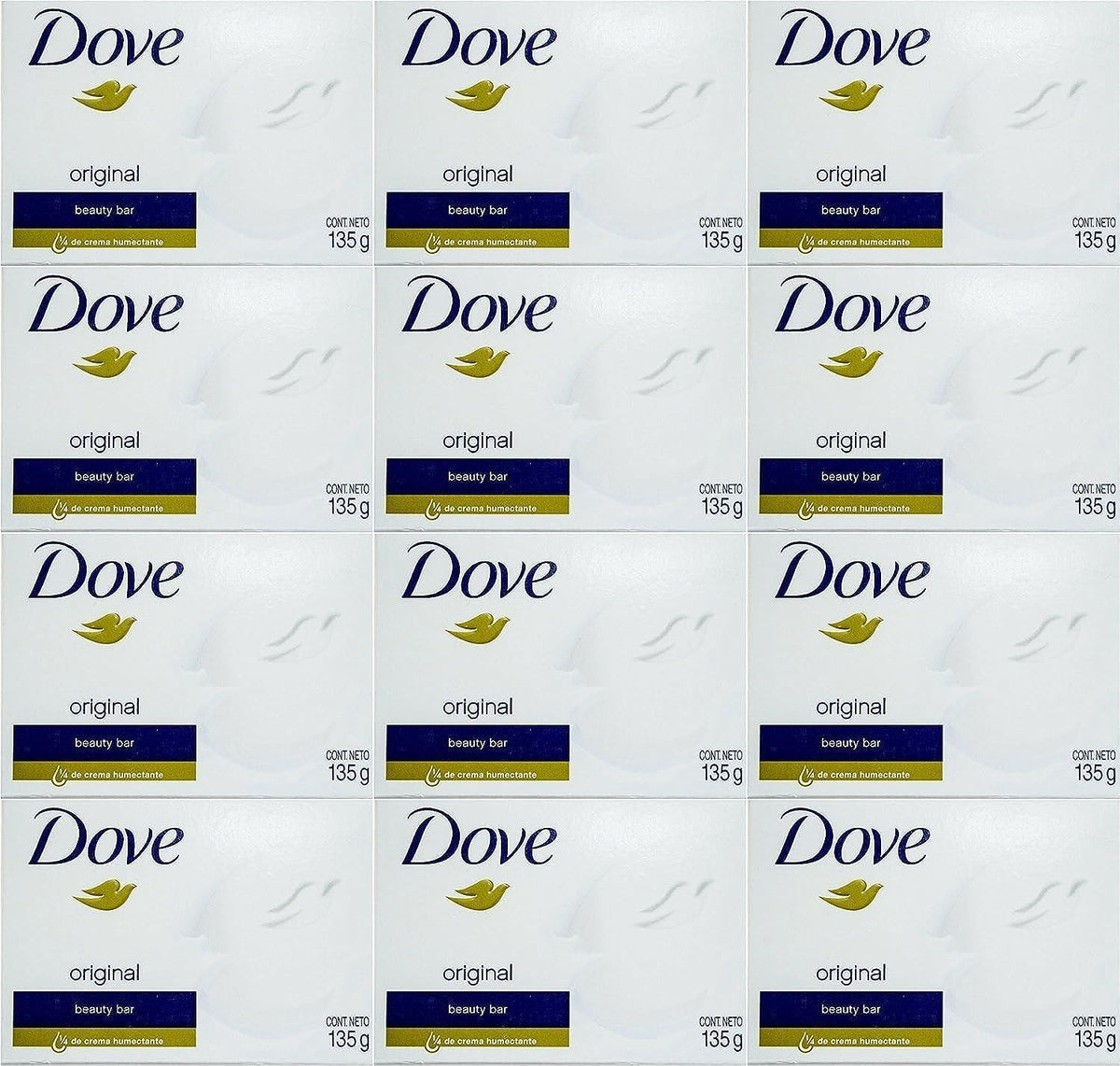 Dove White Cream Bar pack-12 with wrapped bars for daily cleansing.