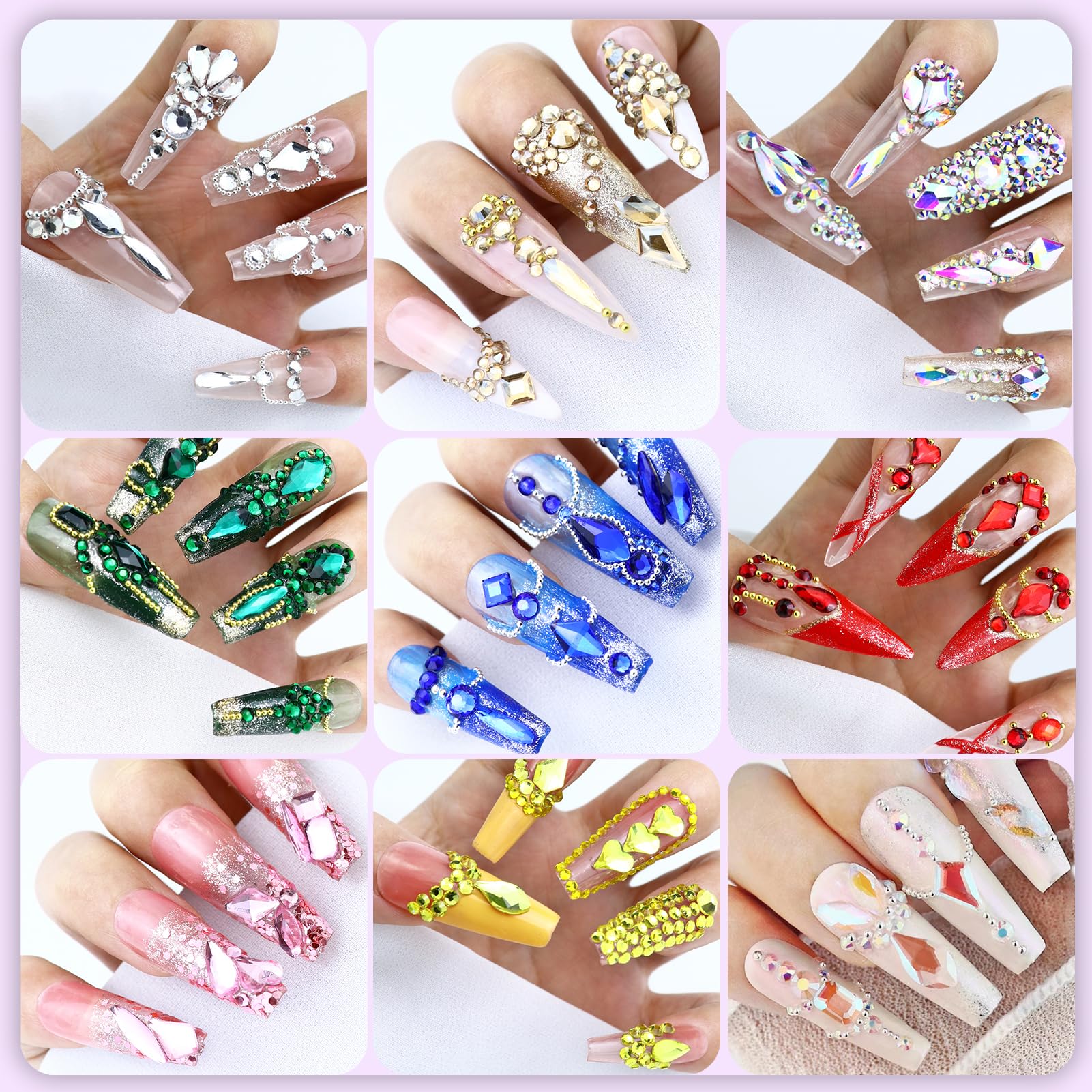 Dowarm Piedras Uñas Base Plana facilita adherencia a uñas naturales.