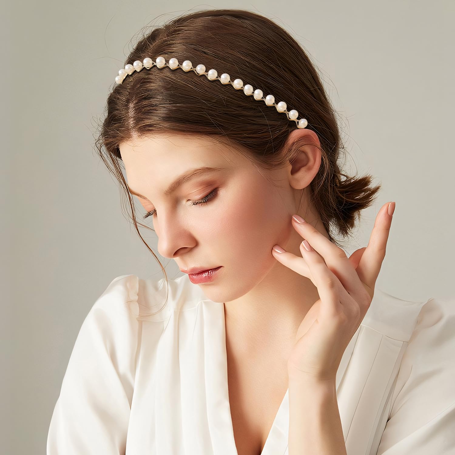DOXISHRUKY elastic headband blue-white flexible fit for most head shapes