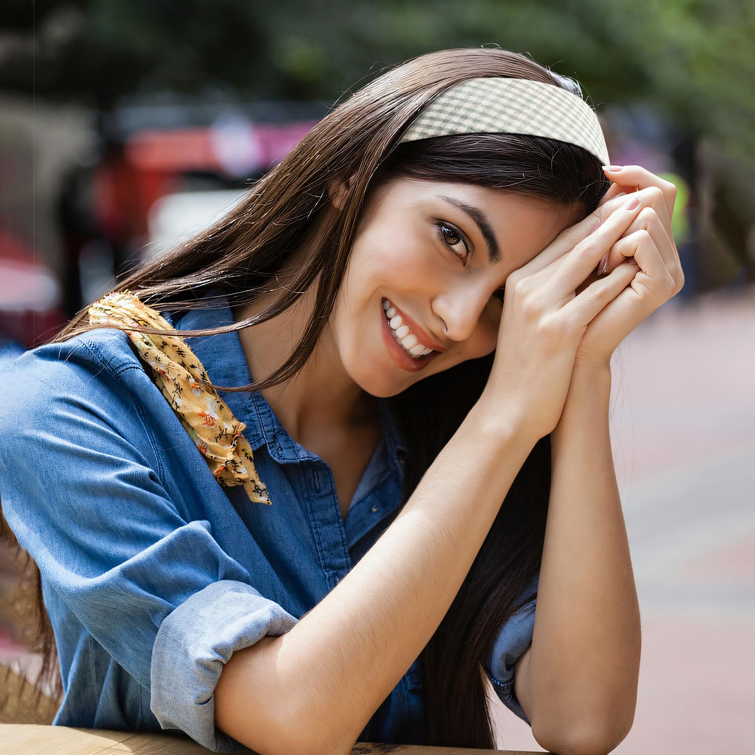 DOXISHRUKY non-slip headband blue-white grip stays in place during activity