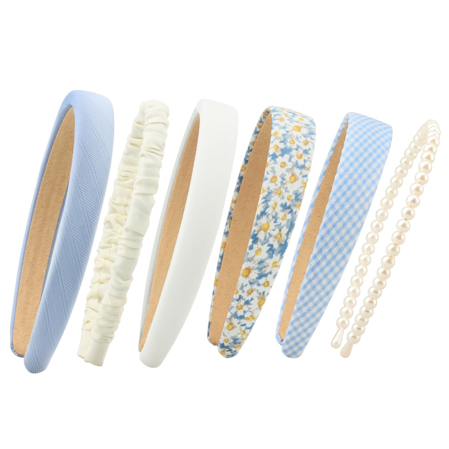 DOXISHRUKY pearl floral padded headband blue with non-slip grip
