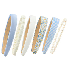 DOXISHRUKY pearl floral padded headband blue with non-slip grip