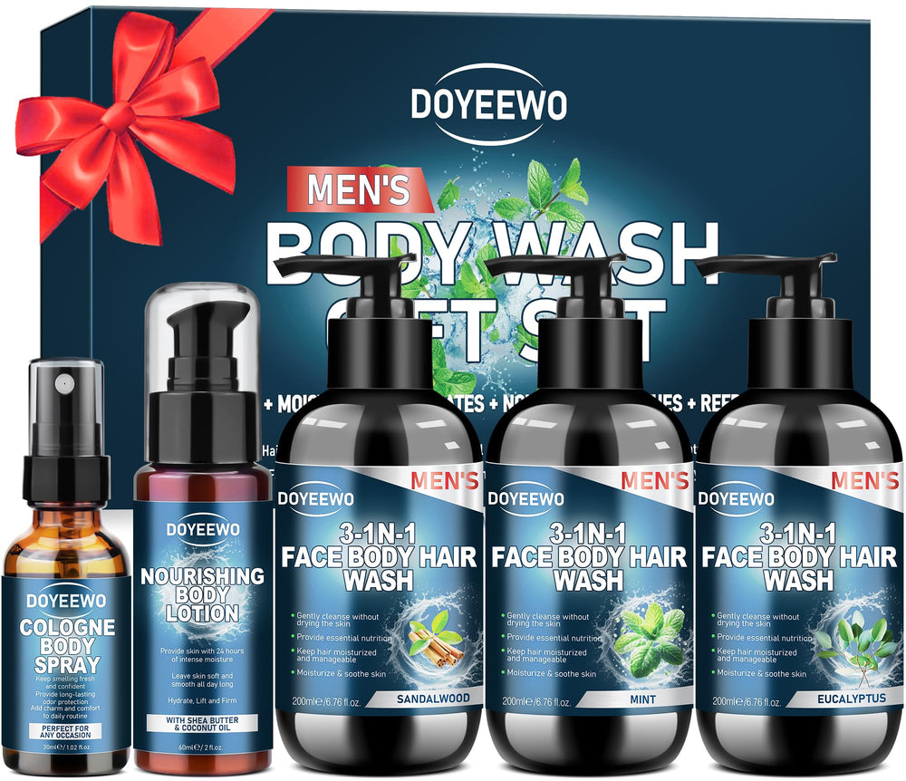 DOYEEWO jabon cuerpo hombre sándalo, limpieza suave y aroma cálido para la rutina diaria