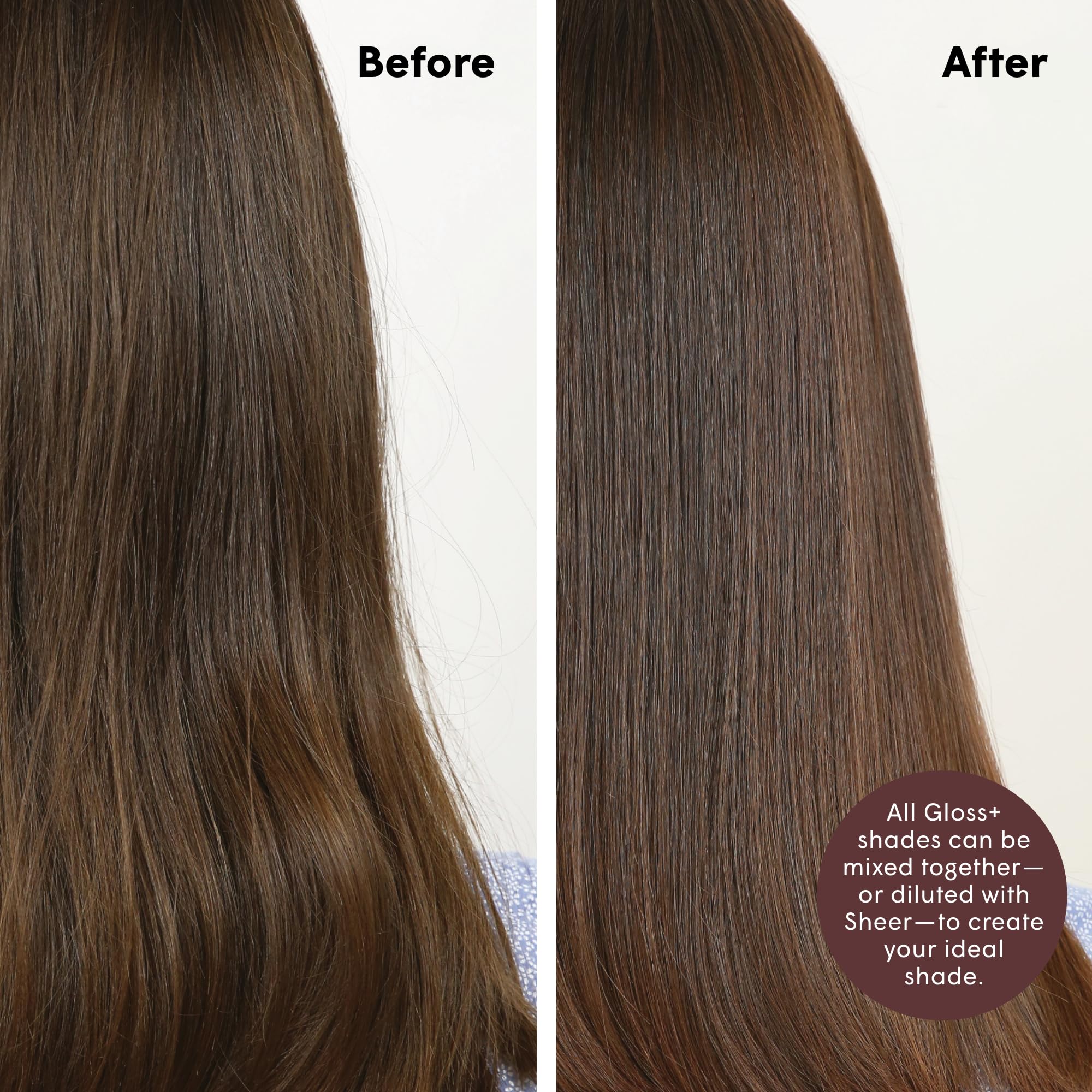 dpHUE Gloss+ Auburn shiny finish on styled hair with multidimensional glow.