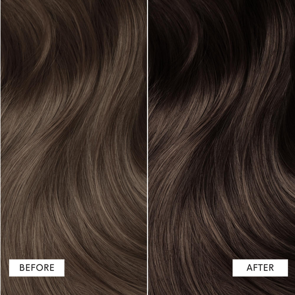 dpHUE Color Dream Dark Brown before-after reveals subtle depth and glossy finish