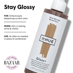 dpHUE Gloss+ Dark Blonde application on damp hair for subtle shine boost.