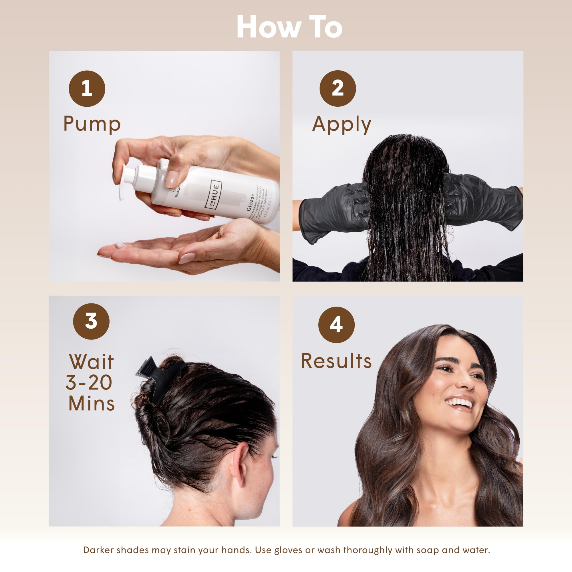 Finished dpHUE Gloss+ Black treatment leaving soft, conditioned strands