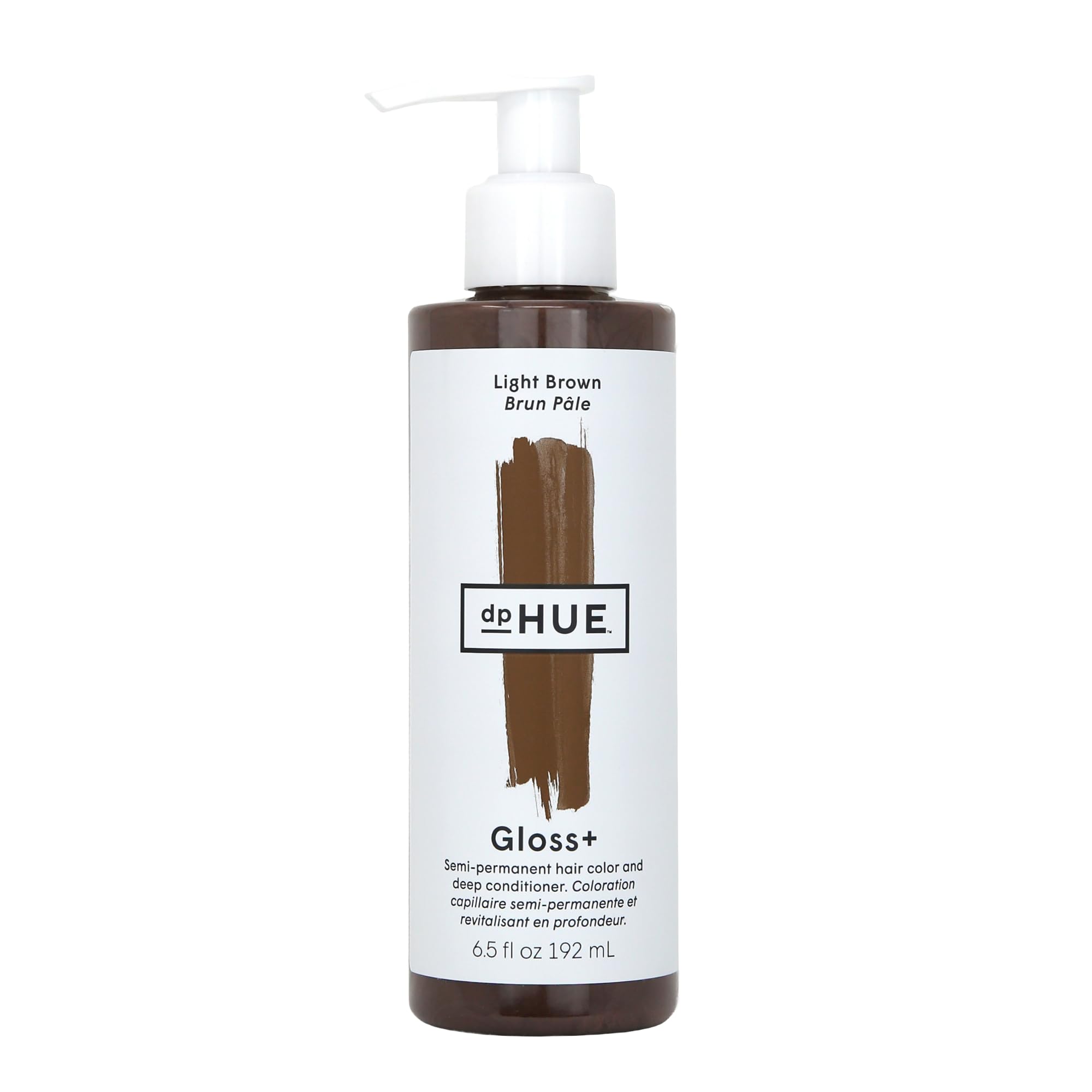dpHUE Gloss+ Light Brown bottle pour for easy, mess-free color boost and conditioning.