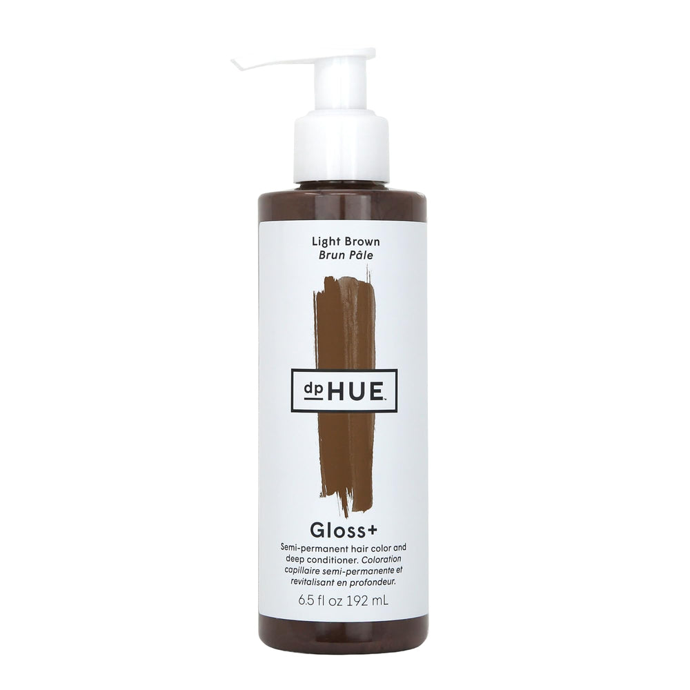 dpHUE Gloss+ Light Brown bottle pour for easy, mess-free color boost and conditioning.