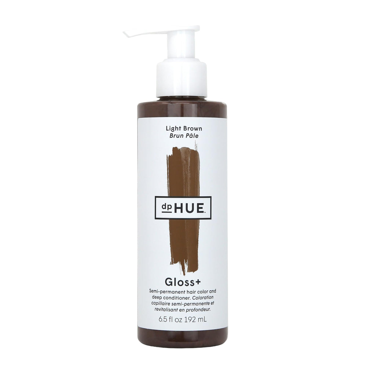 dpHUE Gloss+ Light Brown bottle pour for easy, mess-free color boost and conditioning.