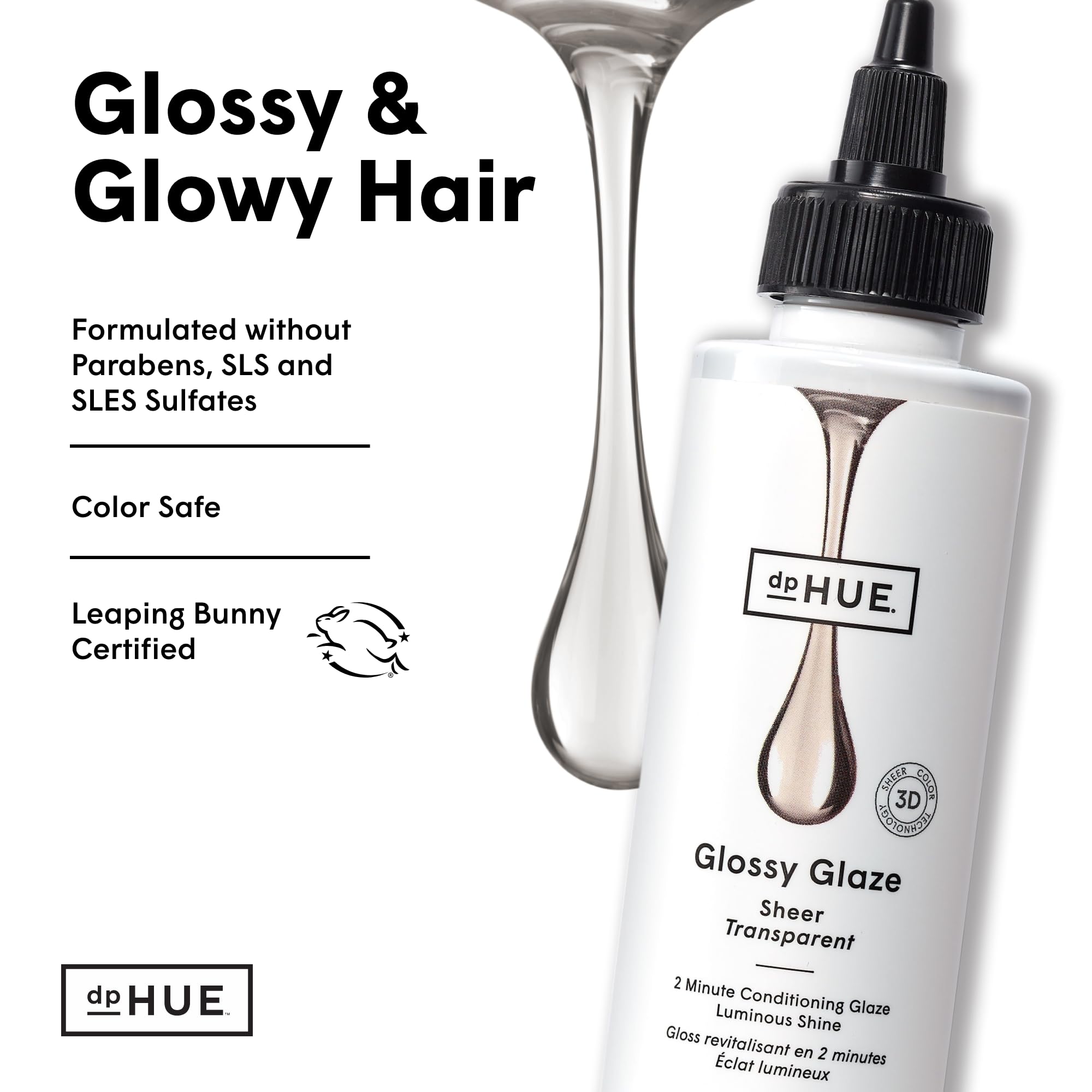 dpHUE Glossy Glaze packaging highlighting Leaping Bunny certification