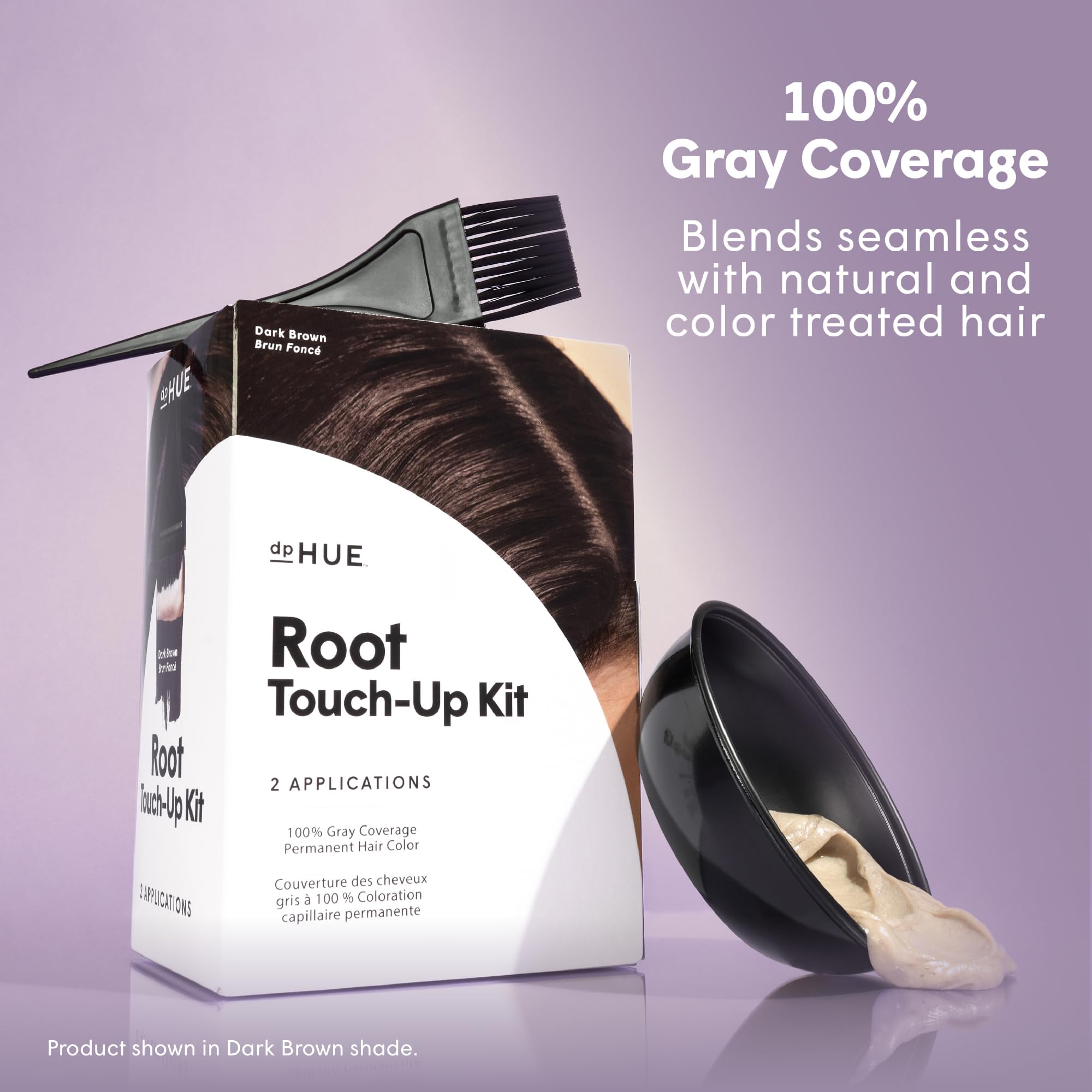 dpHUE Root Touch-Up Kit Medium Brown gloves ready for precise gray root coverage