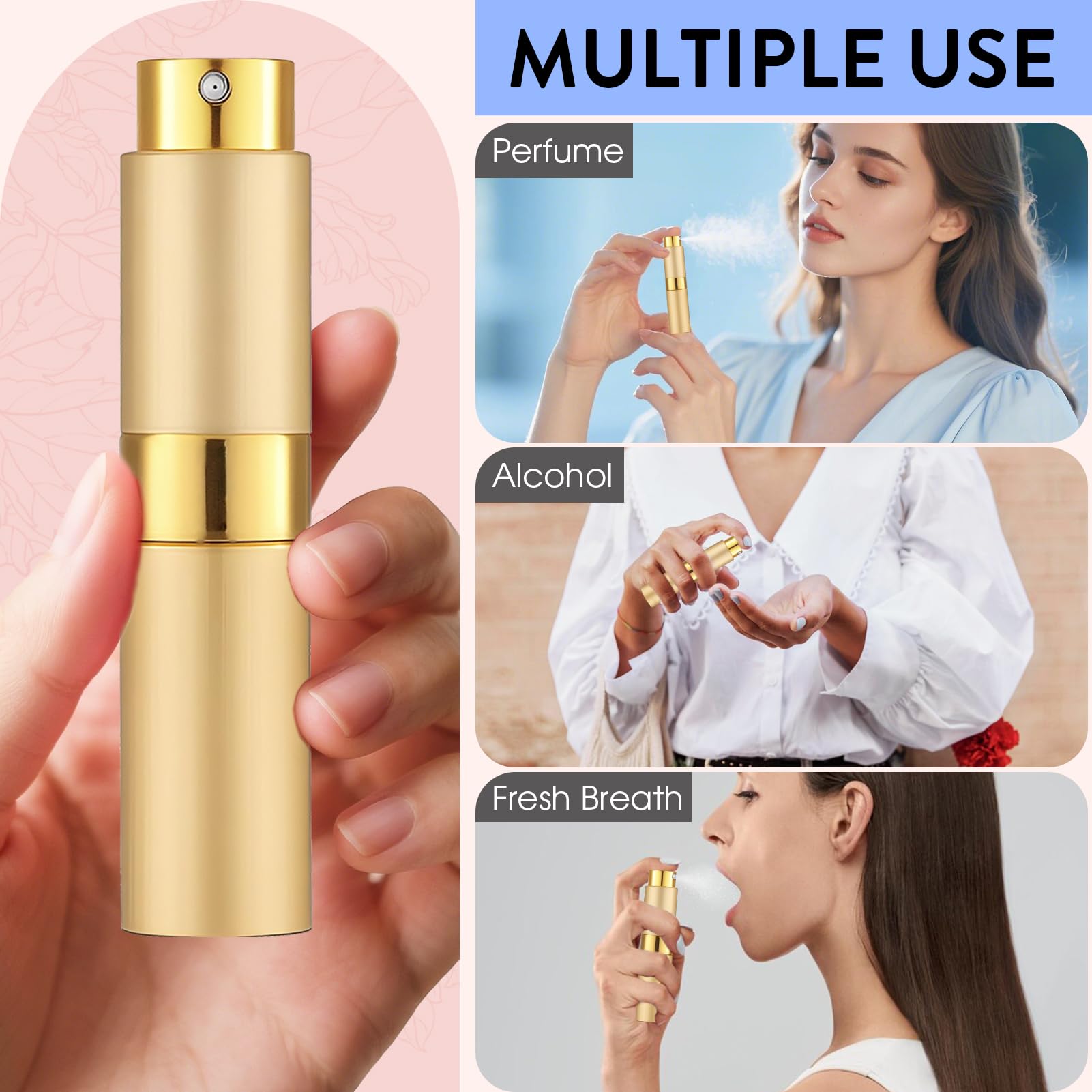 DPLASKA aluminum-bodied travel atomizer with durable, leak-proof shell.