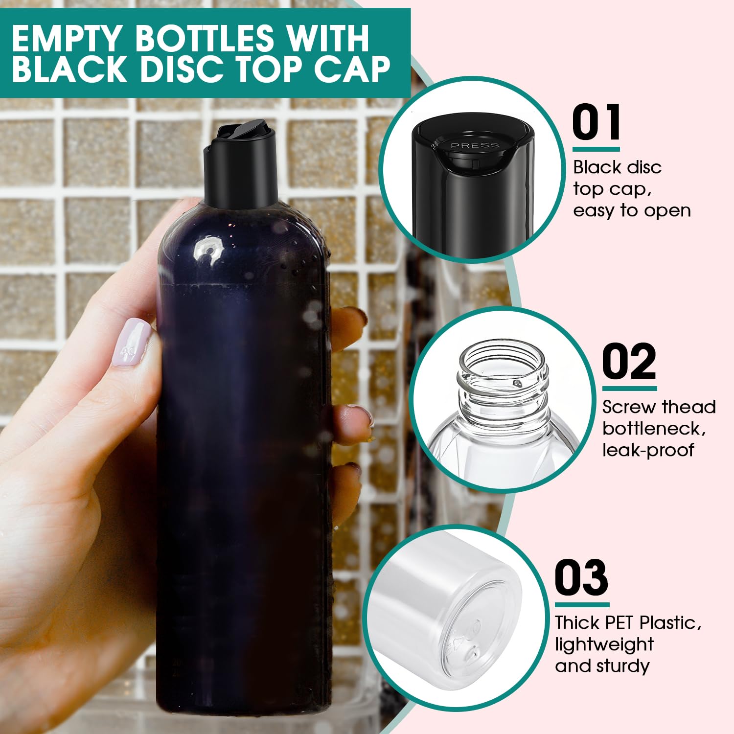 DPLASKA 16oz PET plastic bottle is durable and reusable for long-term use.