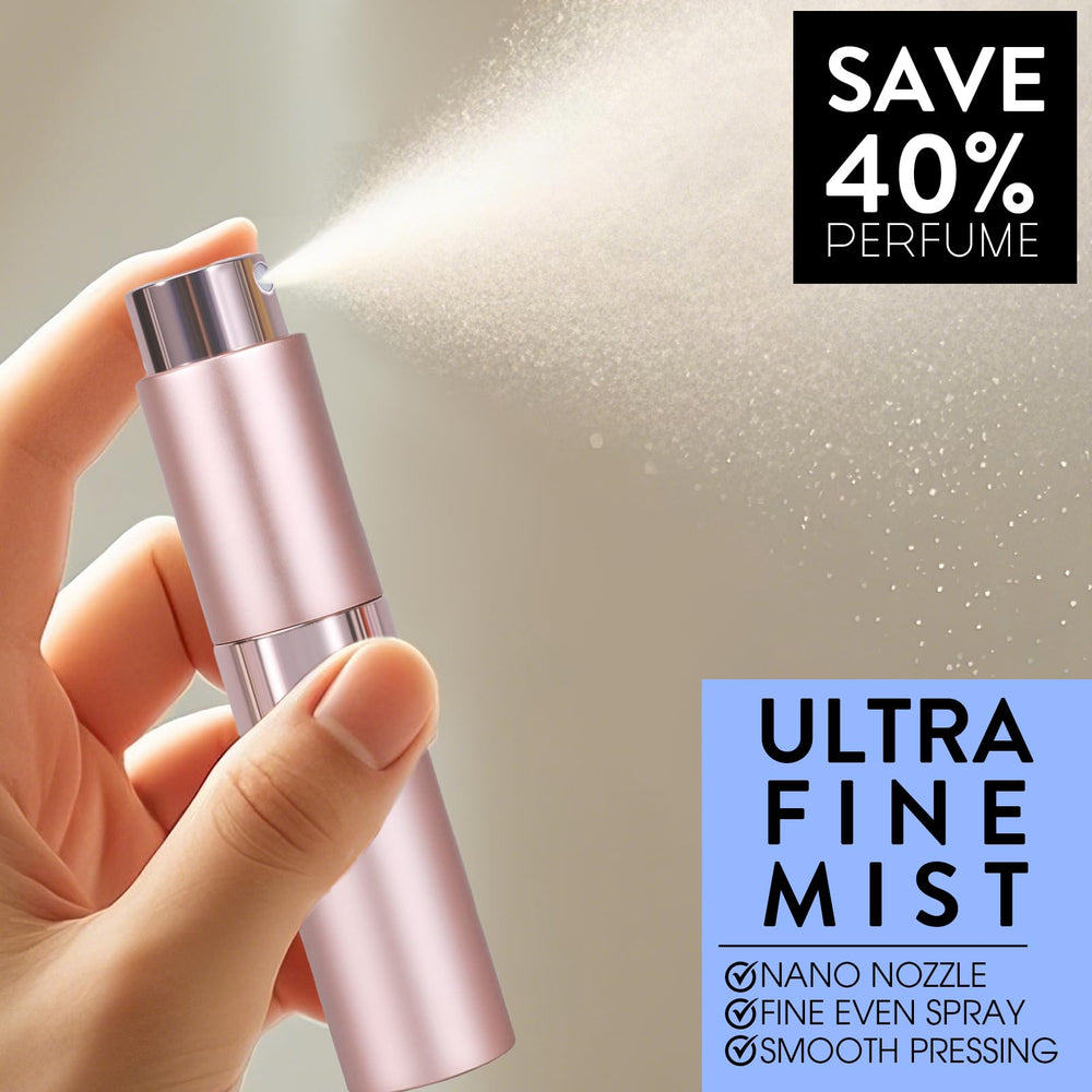 DPLASKA twist-design atomizer with lipstick-style cap for spill-free storage.