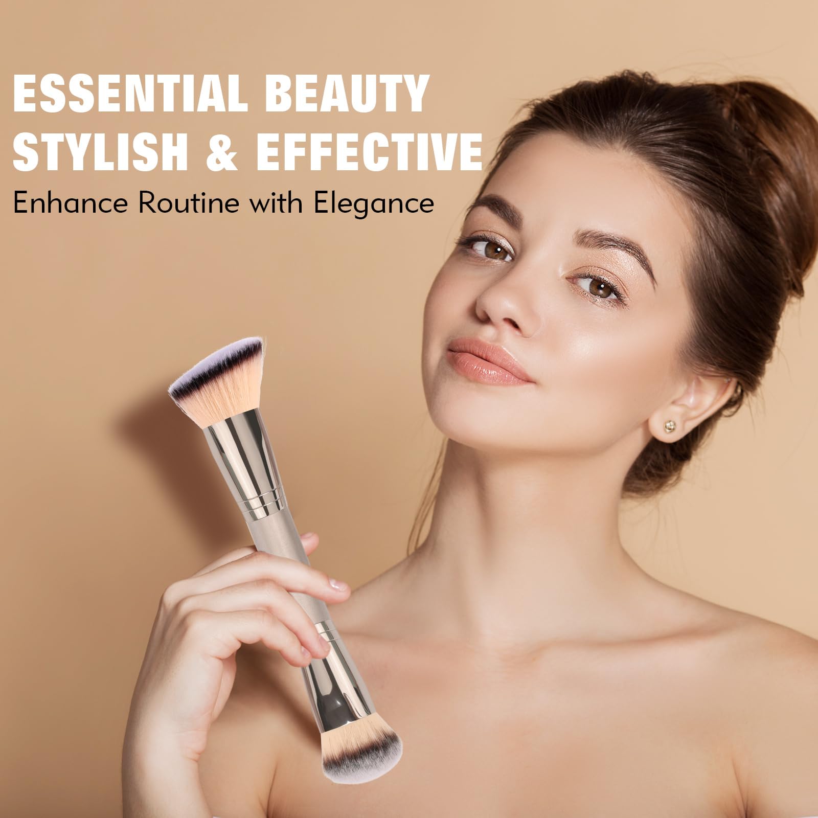 Dpolla dual-ended foundation brush with angled head for precise liquid foundation application