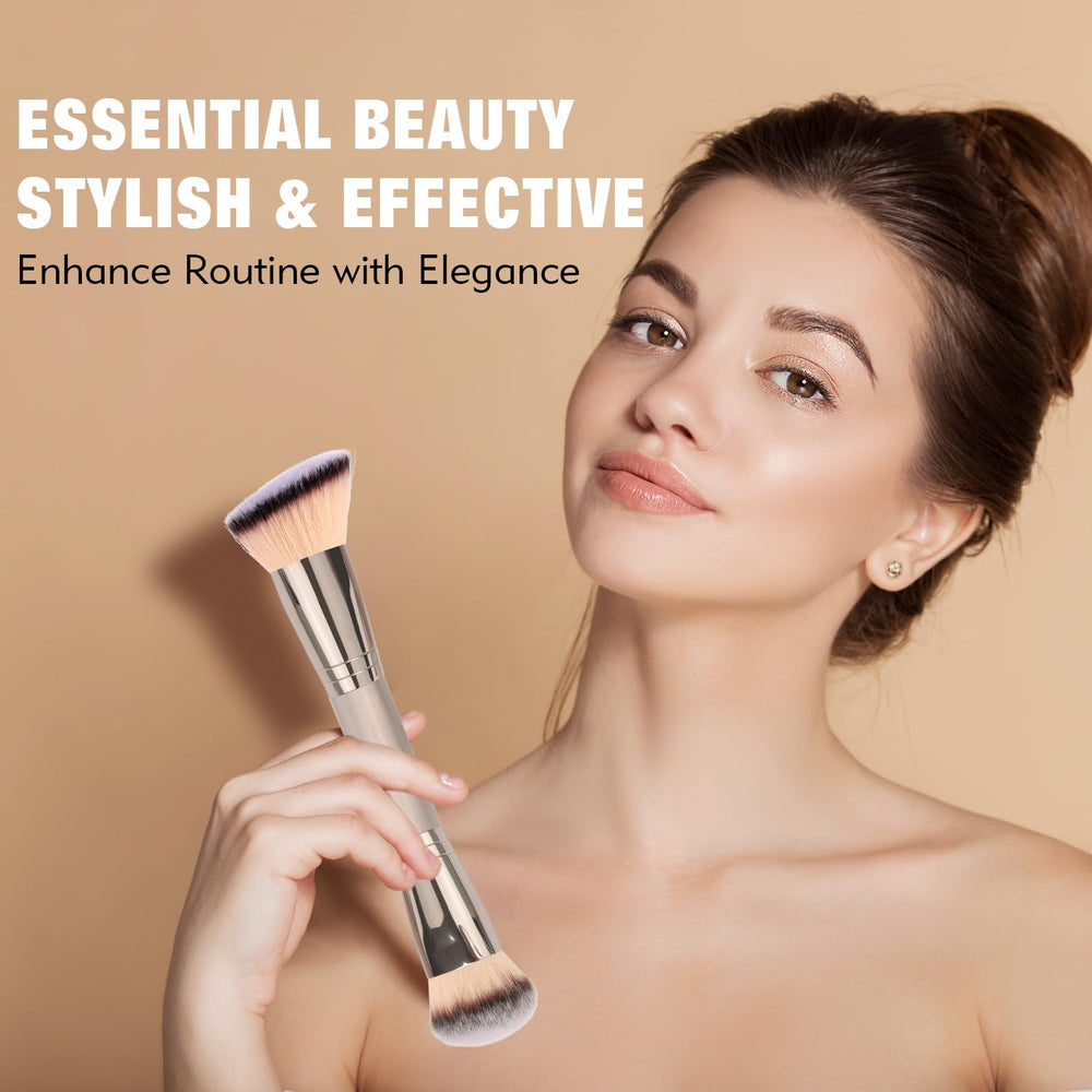 Dpolla dual-ended foundation brush with angled head for precise liquid foundation application