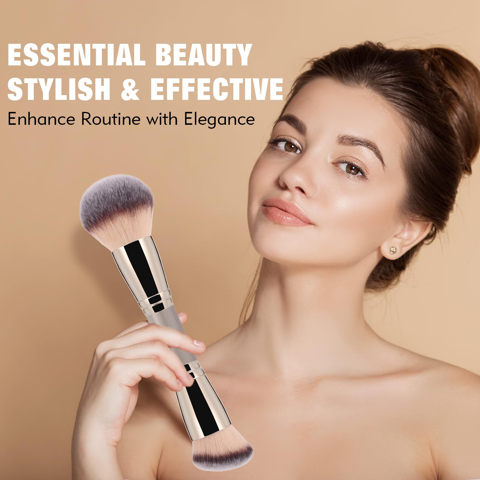 dpolla dual-ended foundation brush featuring an angled head for precise application